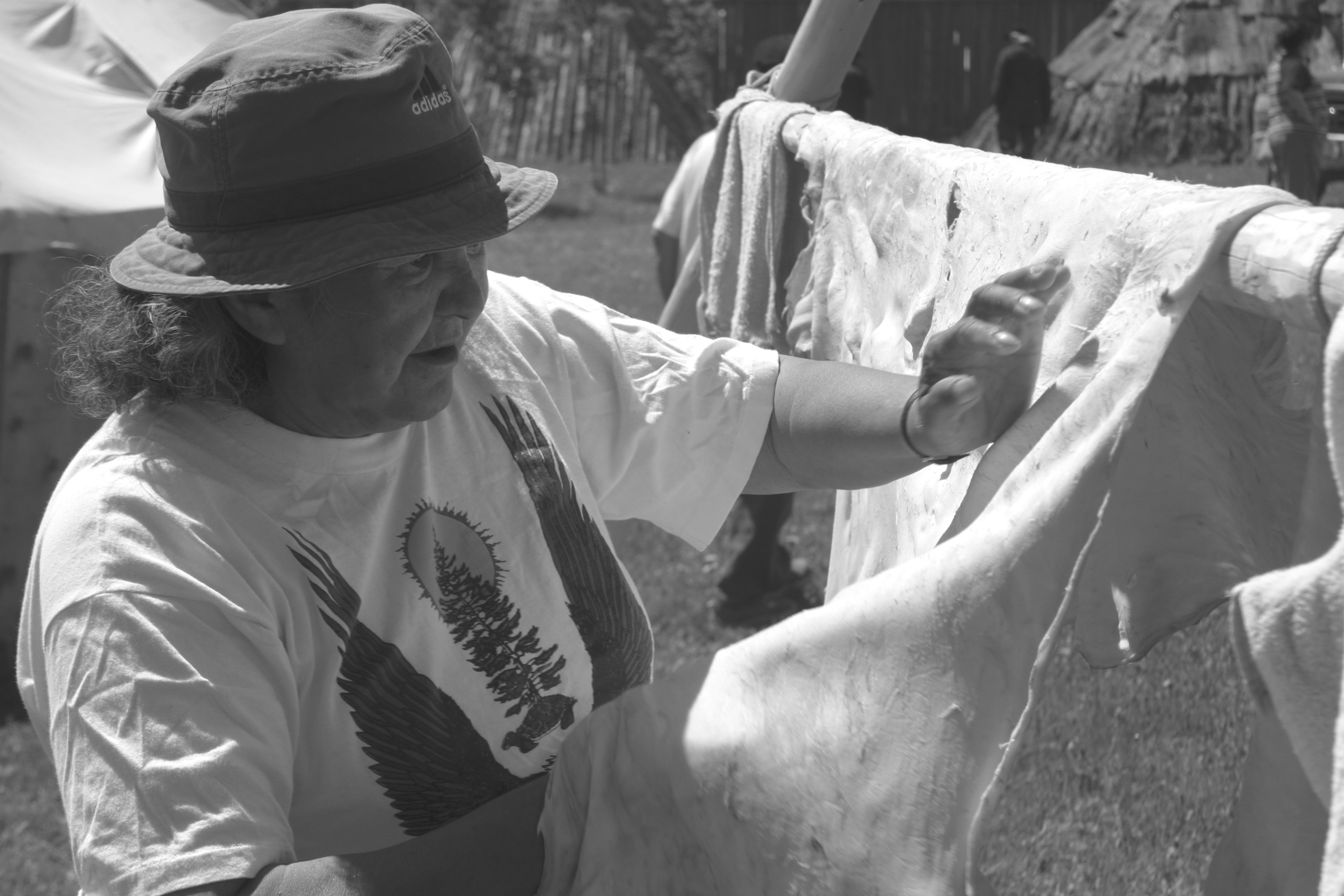 Stretching moose hide