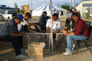 Eric Cheena demonstrating net-making