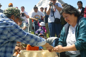 James and Barbara Whiskeychan making sinew
